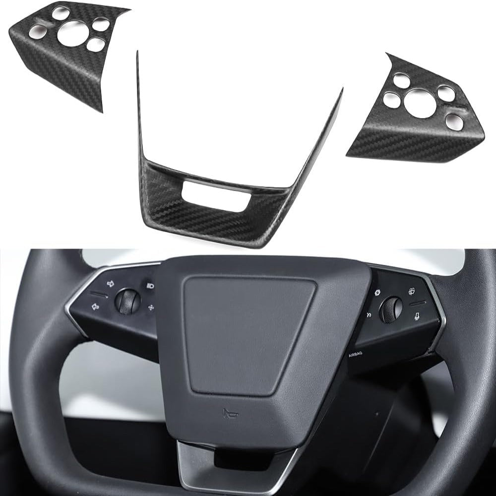 FACIA Cybertruck Steering Wheel Voice Control Trim Glossy/Matte Real Carbon Fiber