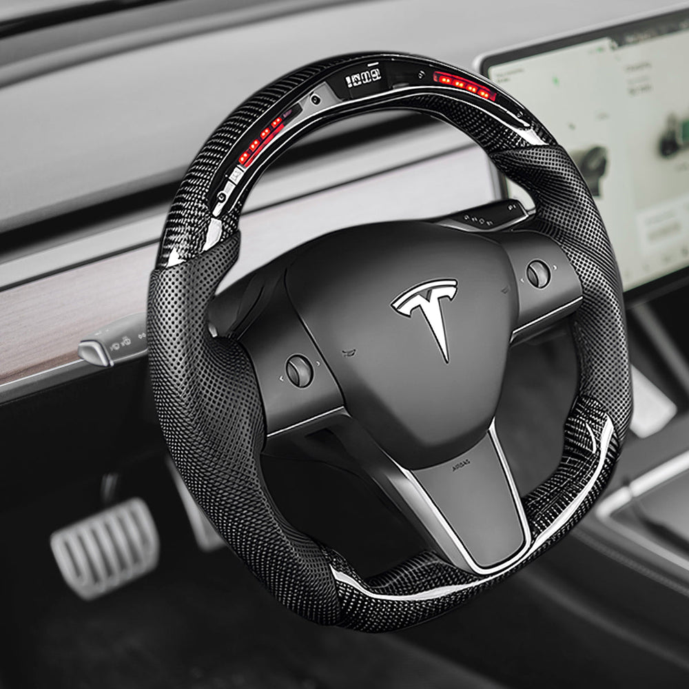FACIA LED Carbon Fiber Steering Wheel with Lights for Tesla Model 3 / Y Style 4