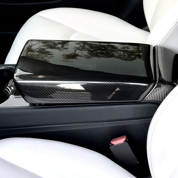 FACIA TESERY Model Y / 3 Armrest Cover Dry Carbon Fiber Interior Mods