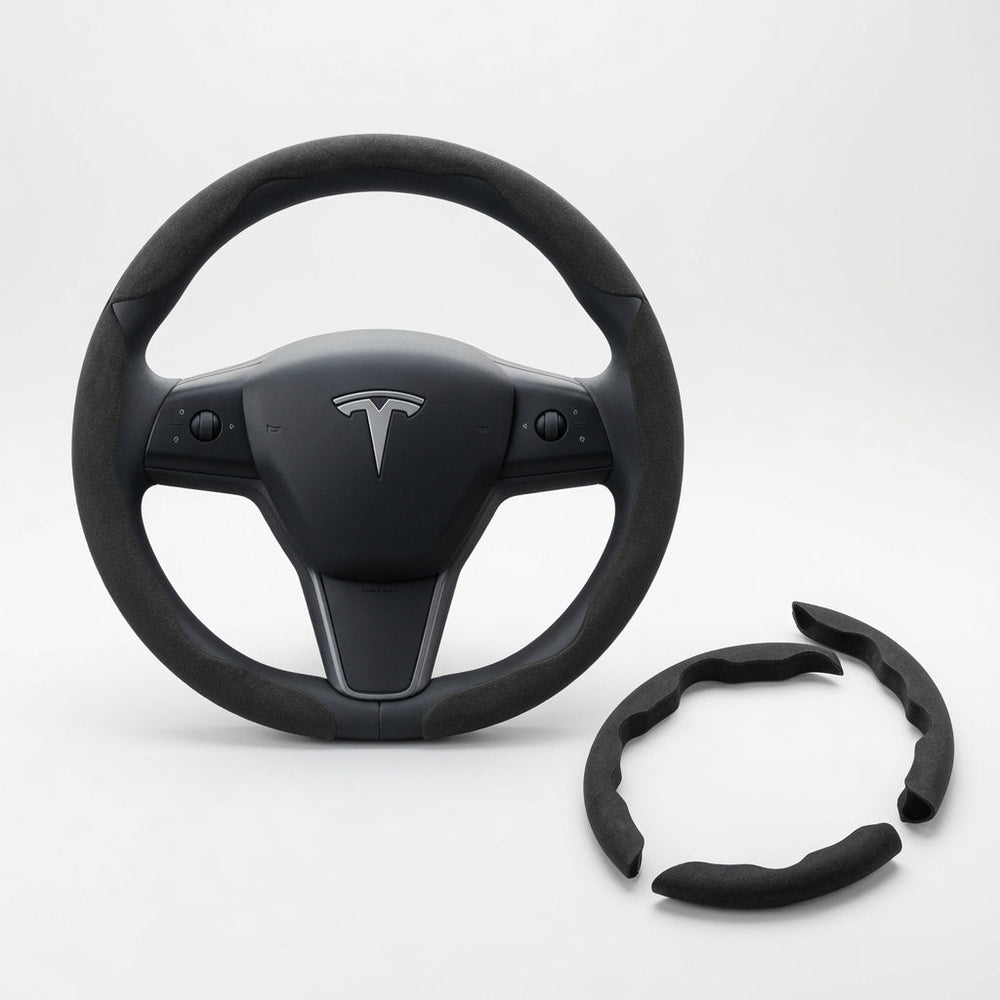 FACIA Premium Alcantara Anti-Slip Steering Wheel Cover for Model Y / Model 3 (3-Piece Set)