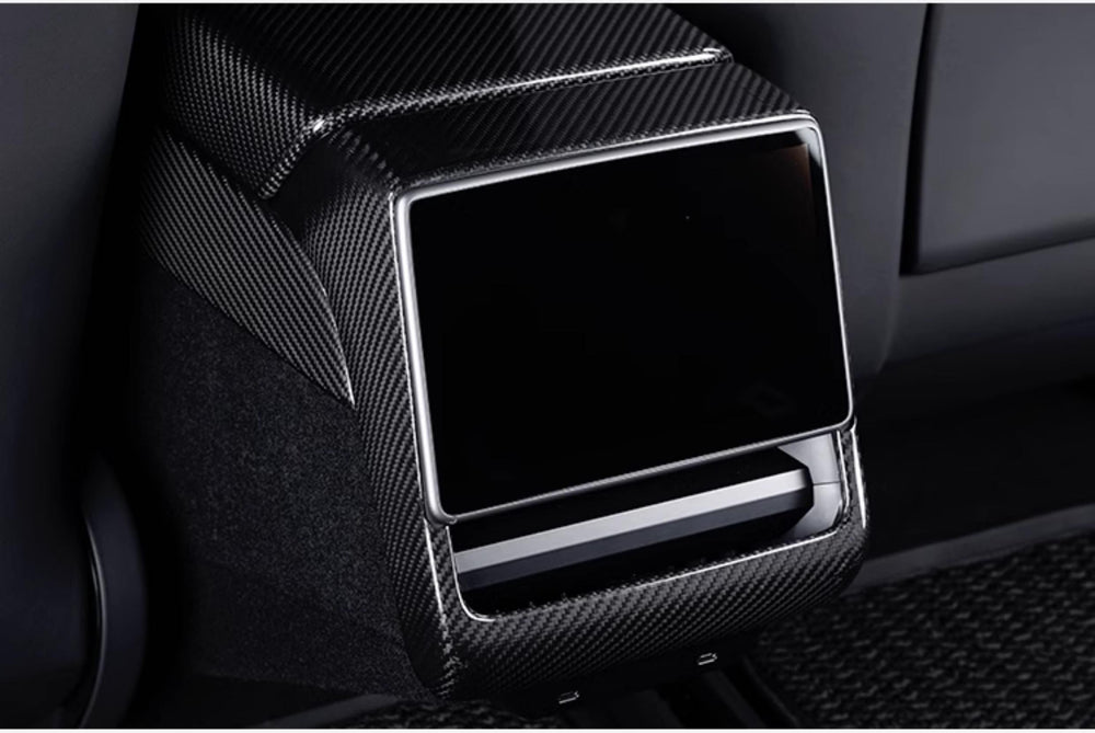 FACIA Real Dry Carbon Fiber Rear Screen Trim Frame Overlay for Model 3 Highland
