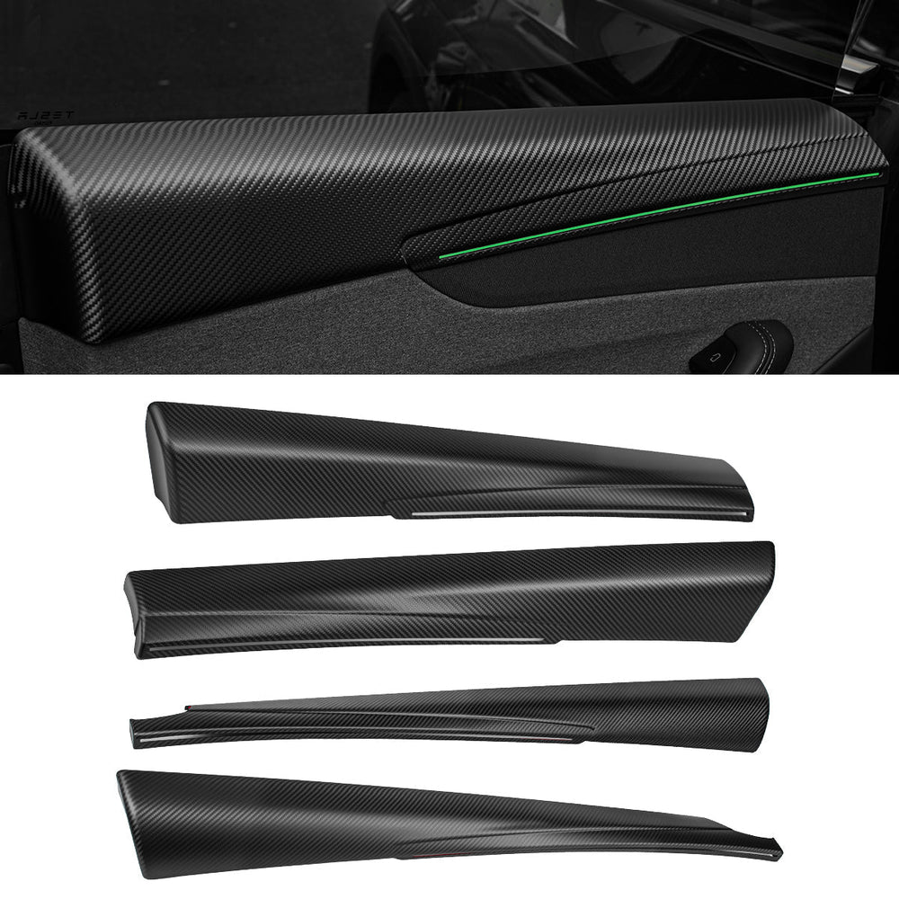 FACIA Dry Carbon Fiber Full Upper Oversized Extended Door Panel Overlays for Model Y Juniper