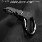 FACIA Alcantara Key Card Holder for Model 3/Y Italian Material Hook and Keychain White Stitching
