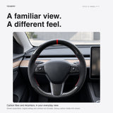 FACIA Carbon Fiber Alcantara Round Steering Wheel for Model 3 / Y Style 15