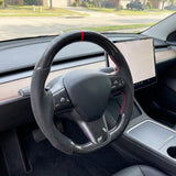 FACIA Carbon Fiber Alcantara Round Steering Wheel for Model 3 / Y Style 15