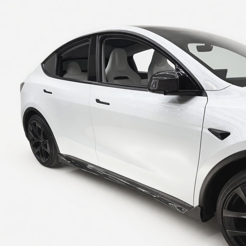 FACIA Dry Carbon Fiber Side Skirts for Model Y Juniper  High Performance Exterior Upgrade