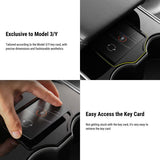 FACIA Acrylic Center Console Card Key Holder for Model 3/Y Gloss Black Anti-Slip
