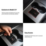 FACIA Acrylic Center Console Card Key Holder for Model 3/Y Gloss Black Anti-Slip