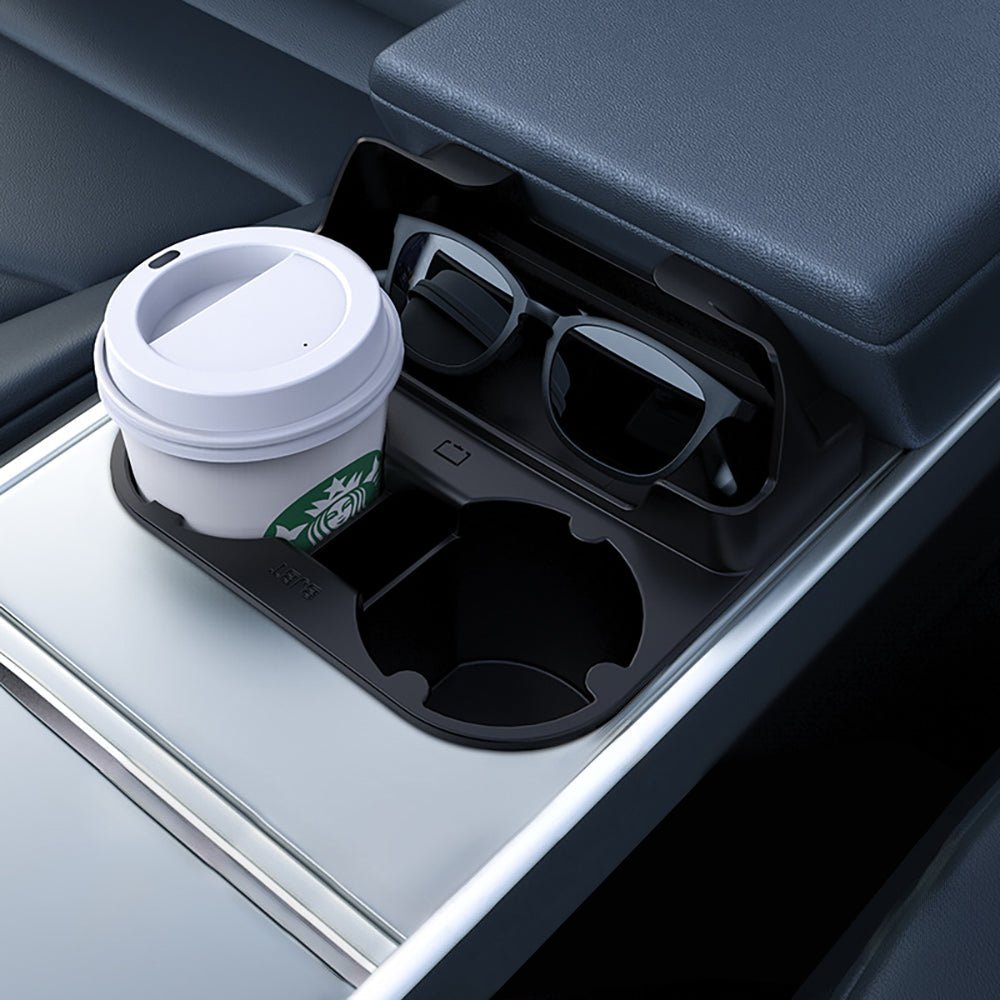 FACIA Center Console Cup Holder with Storage for Model 3/Y Food-Grade Silicone 2-Slot