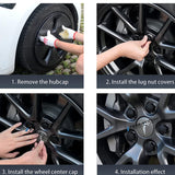 FACIA Wheel Center Cap Kit with Puller for Model 3/Y/S/X 4 Hub Caps + 20 Lug Nut Covers