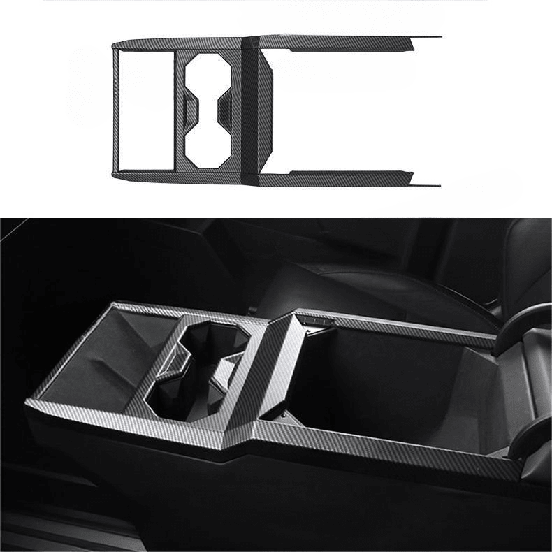 FACIA Cybertruck Center Console Cup Holder ABS Carbon Fiber Style Protective Overlay