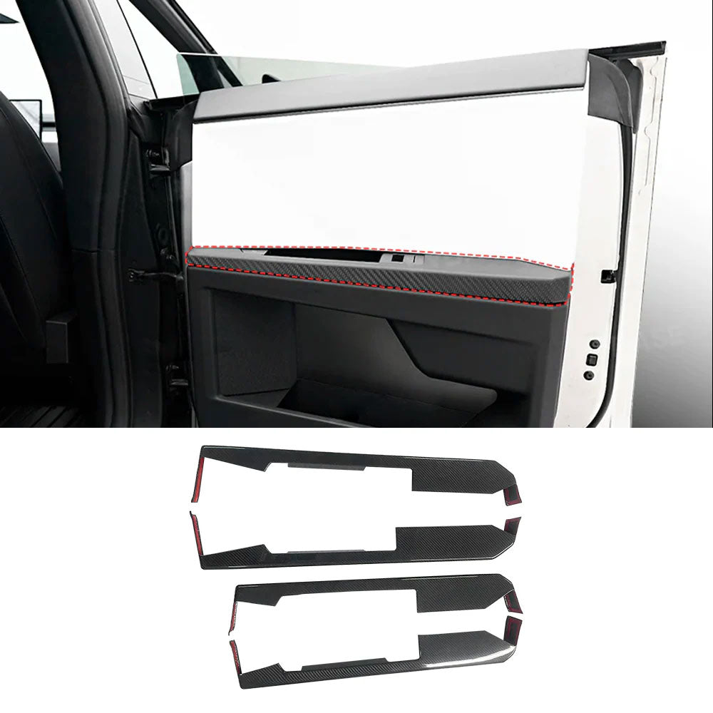 FACIA Cybertruck Lower Door Panel Armrest Overlays Real Molded Carbon Fiber (4-Piece Set)