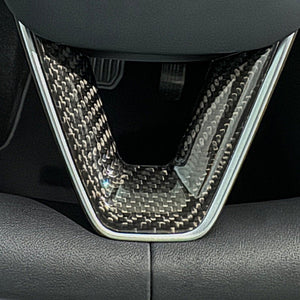 FACIA TESERT Dry Carbon Fiber Steering Wheel V-Cover for Model 3 Highland and Y Juniper