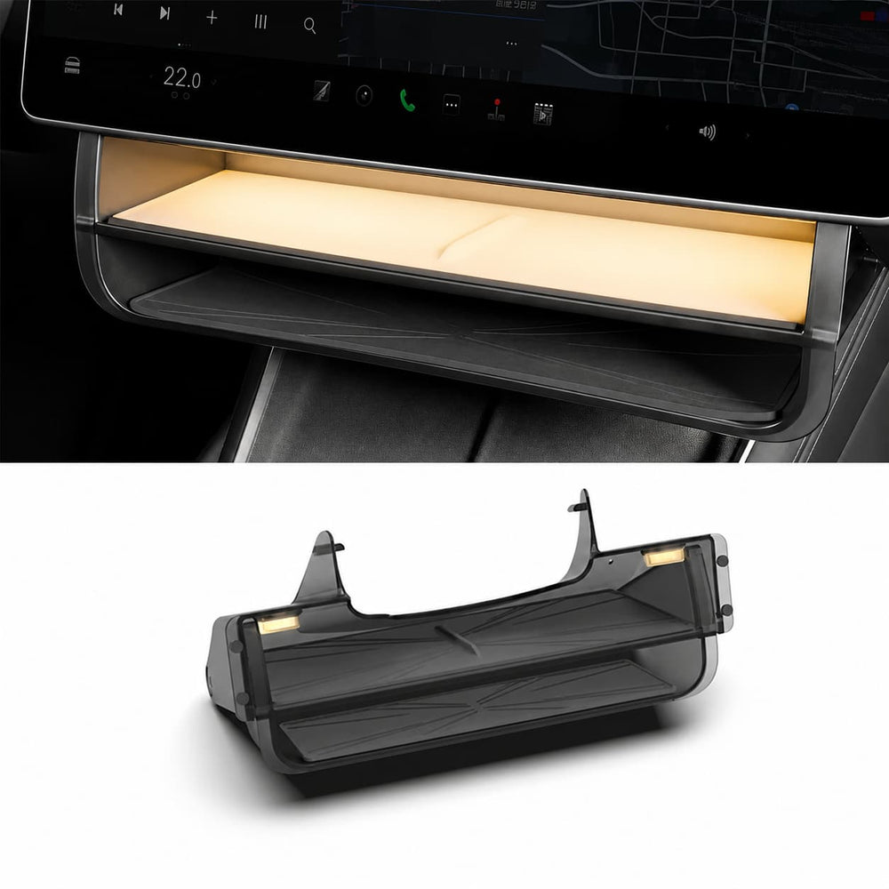 FACIA Dual-Layer Tray Under Screen Storage Box with LED Light for Model 3 Highland / Y Juniper