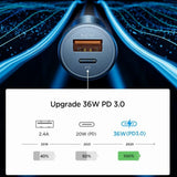 FACIA Dual-Port Fast Car Charger PD 3.0 + QC 3.0 30W Output Ultra-Compact Design