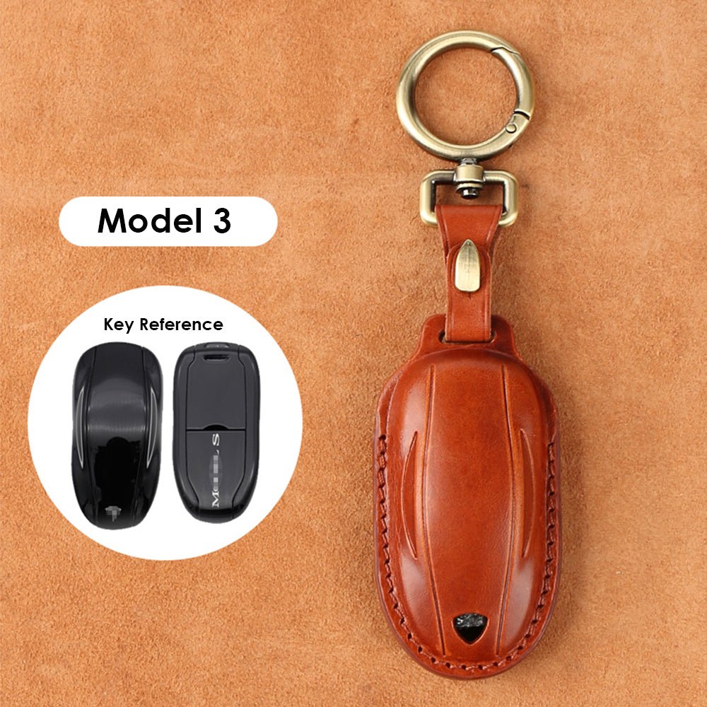 FACIA Handmade Leather Keychain for Tesla Model 3/Y