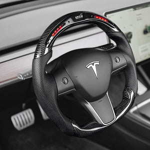 FACIA LED Carbon Fiber Steering Wheel with Lights for Tesla Model 3 / Y Style 4