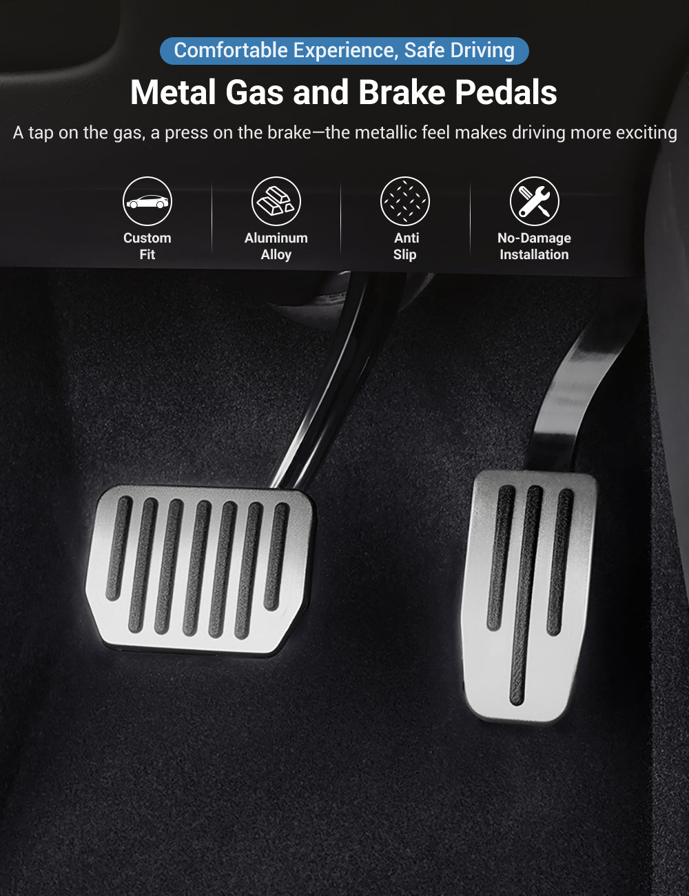 FACIA Metal Gas And Brake Pedal for Tesla Model S/X 2017-2021