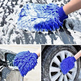 FACIA Premium Chenille Car Wash Gloves (2-Pack) Scratch-Free Super Absorbent 3 Colors