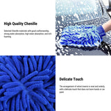 FACIA Premium Chenille Car Wash Gloves (2-Pack) Scratch-Free Super Absorbent 3 Colors