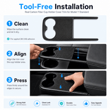 FACIA Real Carbon Fiber Center Console Cup Holder Cover Trim for Model Y Standard 2026+