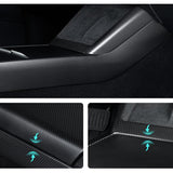 FACIA Real Dry Carbon Fiber Center Console Combo Side Panel and Charging Pad Overlay for Model 3 Highland and New Model Y