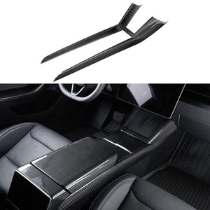 FACIA Real Dry Carbon Fiber Center Console Combo Side Panel and Charging Pad Overlay for Model 3 Highland and New Model Y