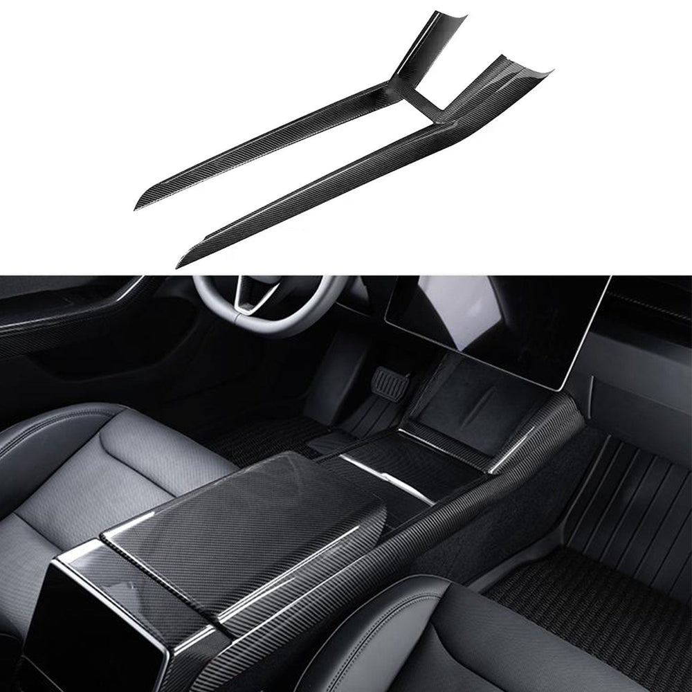 FACIA Real Dry Carbon Fiber Center Console Combo Side Panel and Charging Pad Overlay for Model 3 Highland and New Model Y