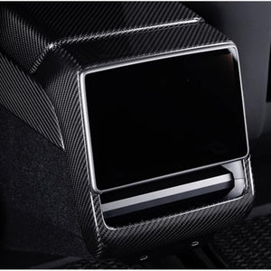 FACIA Real Dry Carbon Fiber Rear Screen Trim Frame Overlay for Model 3 Highland