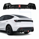 FACIA Rear Bumper Lip Spoiler and Diffuser with Flashing LED Pilot Brake Light for Model Y Juniper