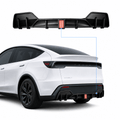 FACIA Rear Bumper Lip Spoiler and Diffuser with Flashing LED Pilot Brake Light for Model Y Juniper
