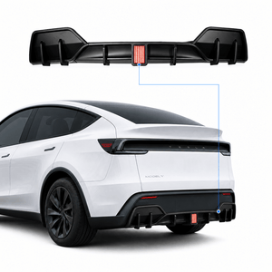 FACIA Rear Bumper Lip Spoiler and Diffuser with Flashing LED Pilot Brake Light for Model Y Juniper