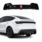 FACIA Rear Bumper Lip Spoiler and Diffuser with Flashing LED Pilot Brake Light for Model Y Juniper