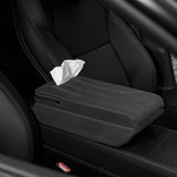 FACIA Suede Armrest Cover with Raised Pad and Tissue Box for Model Y Juniper and Model 3 Highland