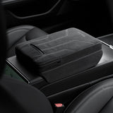 FACIA Suede Armrest Cover with Raised Pad and Tissue Box for Model Y Juniper and Model 3 Highland
