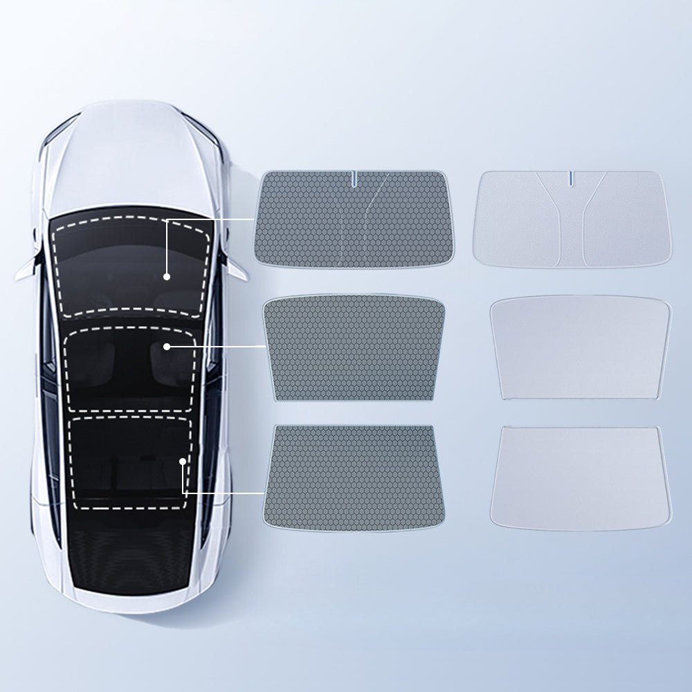 FACIA Summer Comfort Pack: Roof and Windshield Shades for Model 3 Highland