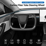 FACIA TESERY Carbon Fiber Heated Yoke Steering Wheel for Model 3 Highland / Model Y Juniper