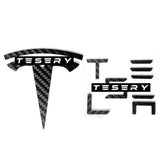 FACIA TESERY Logo Cover Front Badge Rear Letters Emblem for Tesla Model 3 / Y Real Carbon Fiber Exterior