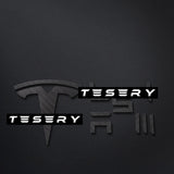 FACIA TESERY Logo Cover Front Badge Rear Letters Emblem for Tesla Model 3 / Y Real Carbon Fiber Exterior
