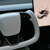 FACIA TESERY Model 3 Highland and Model Y Juniper Yoke Plaid Steering Wheel  White Leather