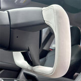 FACIA TESERY Model 3 Highland and Model Y Juniper Yoke Plaid Steering Wheel  White Leather