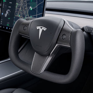 FACIA TESERY Perforated Leather Yoke Steering Wheel for Tesla Model 3 / Y Style 35