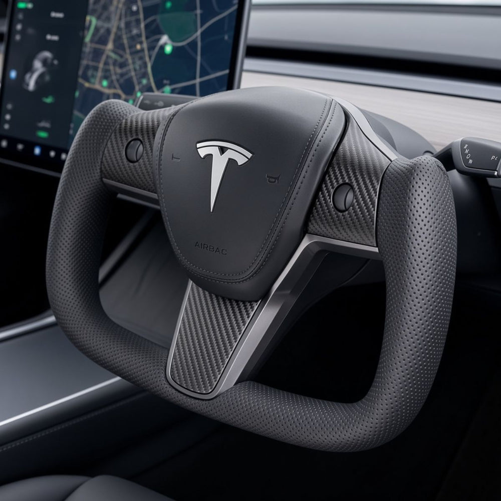 FACIA Perforated Leather Yoke Steering Wheel for Tesla Model 3 / Y Style 35