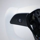 FACIA TESERY Yoke Plaid Steering Wheel for Tesla Model 3 / Y White Leather