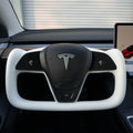 FACIA Yoke Plaid Steering Wheel for Tesla Model 3 / Y White Leather