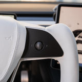 FACIA TESERY Yoke Plaid Steering Wheel for Tesla Model 3 / Y White Leather