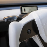 FACIA TESERY Yoke Plaid Steering Wheel for Tesla Model 3 / Y White Leather