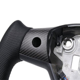 FACIA TESERY Perforated Leather Yoke Steering Wheel for Tesla Model 3 / Y Style 35