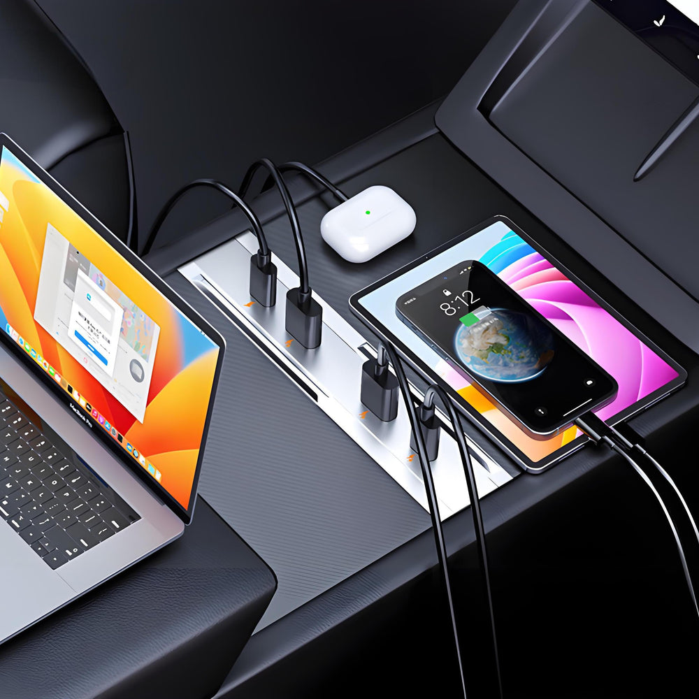 FACIA 65W USB Hub for Model 3 Highland/Model Y Juniper Dual USB-C + Dual USB-A Fast Charging