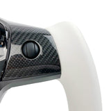FACIA White Leather Yoke Steering Wheel for Tesla Model 3 / Y Style 7